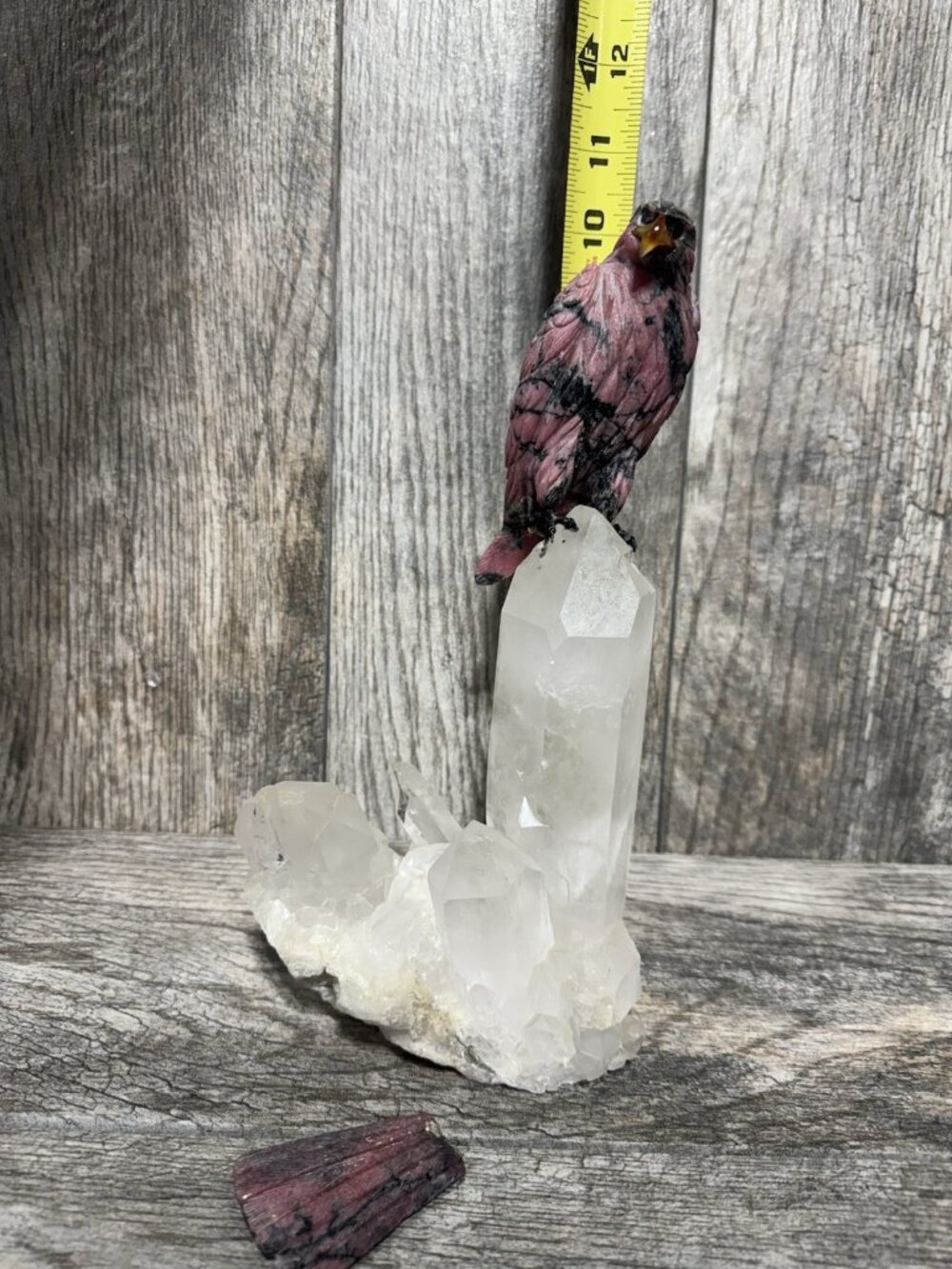 HandCarved Bird Rhodonite Crystal Quartz Damaged 3 pieces Gem Figurine 10.5” - Picture 8 of 10